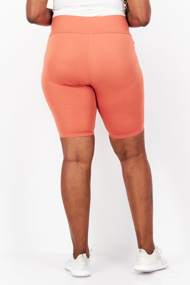 adidas Originals Women Plus Size Tight Fit Training Shorts, Peach - Image 2