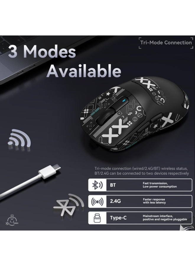 Attack Shark X3 Lightweight Wireless Gaming Mouse with Tri-Mode (2.4G/USB-C Wired/Bluetooth), 26K DPI, PAW3395 Optical Sensor, 5 Programmable Buttons for PC/Laptop/Win/Mac - White - Image 3