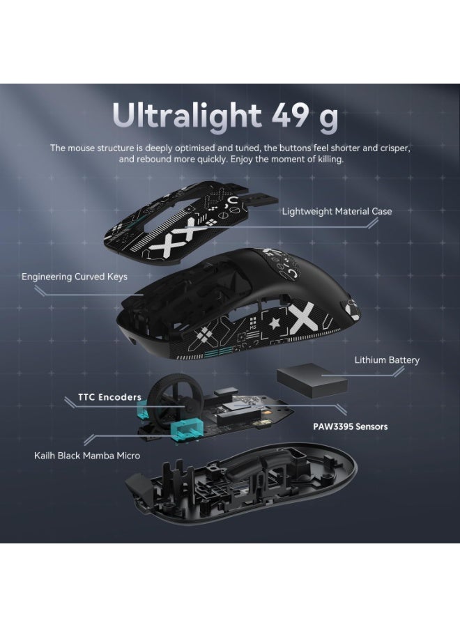 Attack Shark X3 Lightweight Wireless Gaming Mouse with Tri-Mode (2.4G/USB-C Wired/Bluetooth), 26K DPI, PAW3395 Optical Sensor, 5 Programmable Buttons for PC/Laptop/Win/Mac - White - Image 5