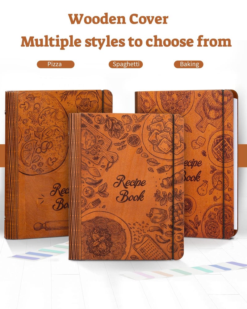 ikedas Woodcover Blank Recipe Book to Write in Your Own Recipes, Recipe Binder for Handwritten Recipes, Thoughtful Blank Recipe Book, Recipe Journal Gift, Cook Books Blank, Recipe Holders, Spaghetti Version - Image 4