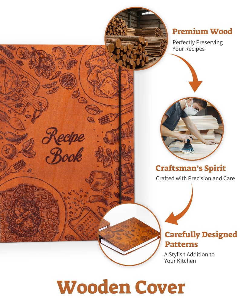 ikedas Woodcover Blank Recipe Book to Write in Your Own Recipes, Recipe Binder for Handwritten Recipes, Thoughtful Blank Recipe Book, Recipe Journal Gift, Cook Books Blank, Recipe Holders, Spaghetti Version - Image 2