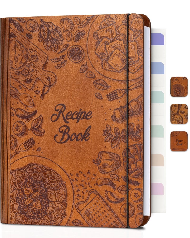 ikedas Woodcover Blank Recipe Book to Write in Your Own Recipes, Recipe Binder for Handwritten Recipes, Thoughtful Blank Recipe Book, Recipe Journal Gift, Cook Books Blank, Recipe Holders, Spaghetti Version - Image 1