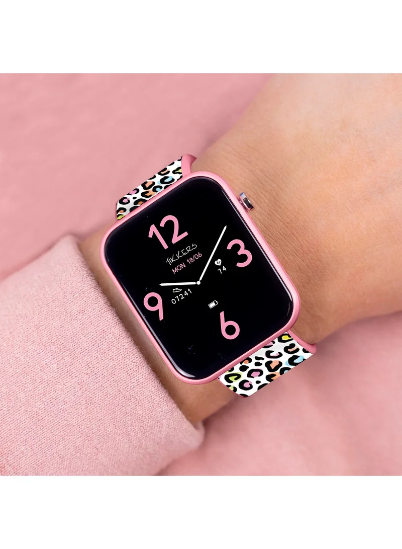 Tikkers Tikkers Smart Series 13 Pink Leopard Print Silicone Strap Smart Watch - TKS13-0037