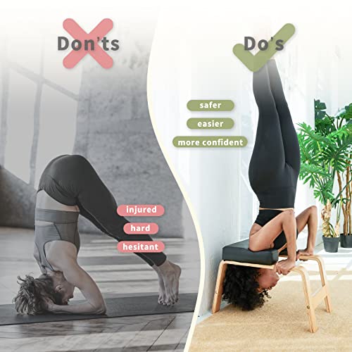 Restrial Life Yoga Headstand Bench- Stand Yoga Chair for Family, Gym - Wood and PU Pads - Relieve Fatigue and Build Up Body (Black), 24.50*15*15.40inch - Image 2