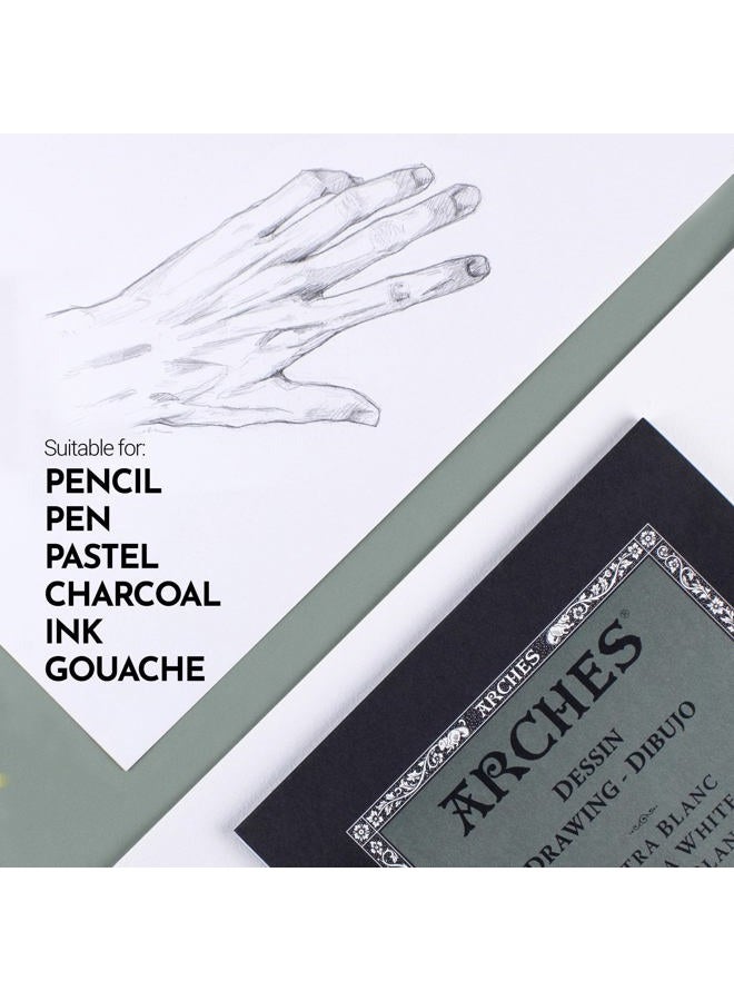 Arches Drawing Pad 9x12-inch Extra White 100% Cotton Drawing Paper - 16 Sheets of Arches 110lb Drawing Paper for Artists - Drawing Paper Pad for Graphite Pencil Charcoal Pastel Calligraphy and More - Image 3