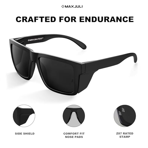 MAXJULI XXL Size Z87 Sunglasses with Side Shield for Big Wide Heads Men TR90 Ultralight UV400 Protection Glasses 8228S (Grey) - Image 5