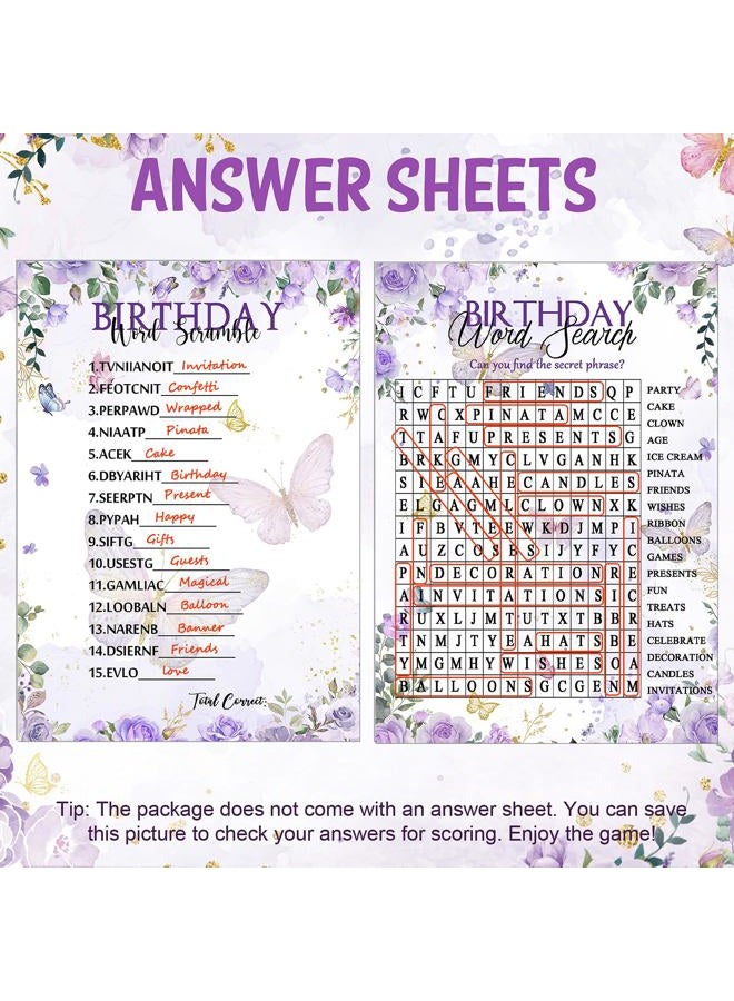 Fumete 100 Pcs Who Knows The Birthday Girl Best Cards with 20 Pre Pointed Pencils Set for 20 Guests, Girls Birthday Night Game Ideas, Girls Her Sleepover Party Supplies, 4 Activities(Butterfly) - Image 4