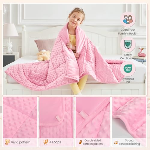 HOSUKKO Weighted Blanket - 7 lbs Pink Thciken Heavy Blanket - Small Size Breathable Comfortable Blanket(41 * 60 inches, 7 lbs) - Image 5