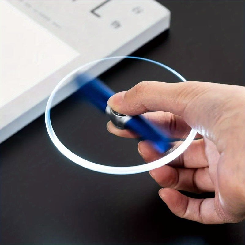 قلم دوار أبيض مع إضاءة LED يشبه السبينر، قلم حبر جاف للمكتب يعمل باللمس على الشاشة - Image 5