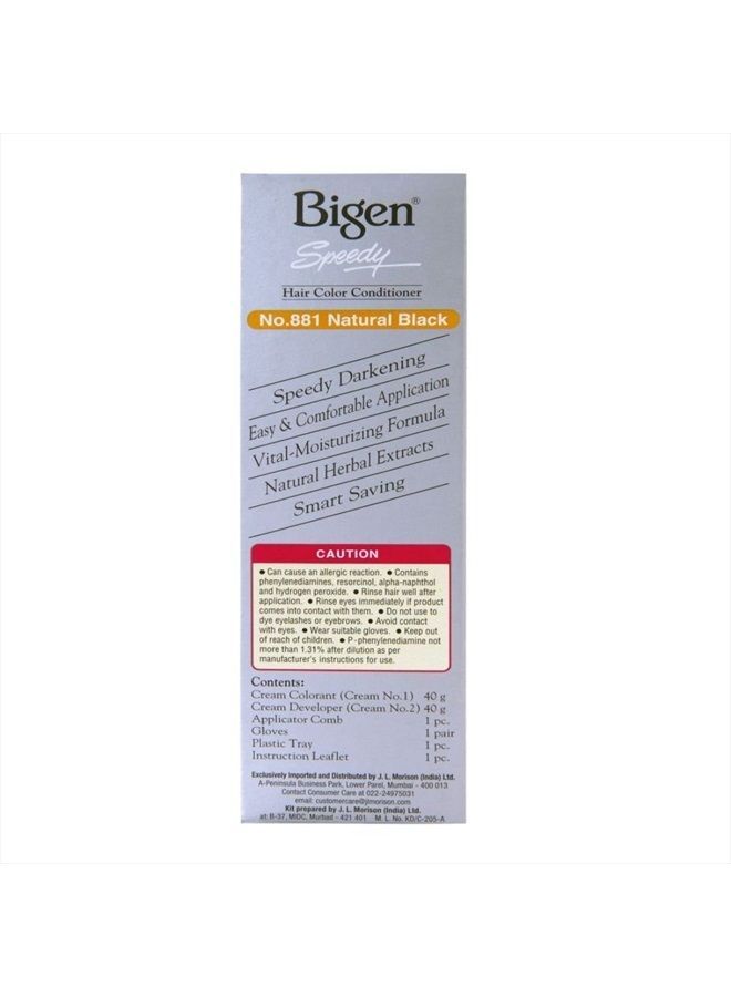 Bigen Speedy Hair Color, Natural Black 881 (40g + 40g) - Image 3