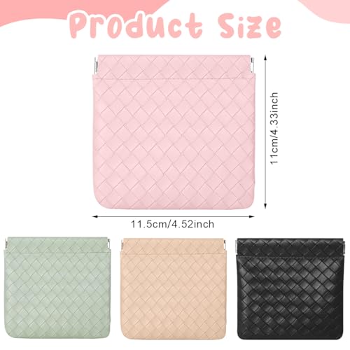 MAYCREATE® Small Makeup Pouch, 4Pcs Jewellery Pouches for Storage, PU Leather Mini Cosmetic Bag Weave Lipstick Pouch for Women Pocket Coin Purse Organizer - Image 2