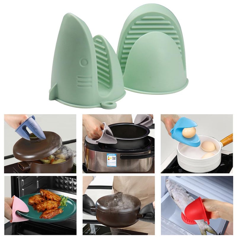 Sarmyarc Mini Oven Gloves Silicone Heat Resistant Cooking Pinch Mitts Potholder for Air Fryer Kitchen Cooking & Baking (Green) - Image 5