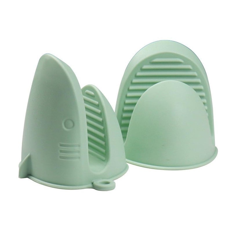 Sarmyarc Mini Oven Gloves Silicone Heat Resistant Cooking Pinch Mitts Potholder for Air Fryer Kitchen Cooking & Baking (Green) - Image 1