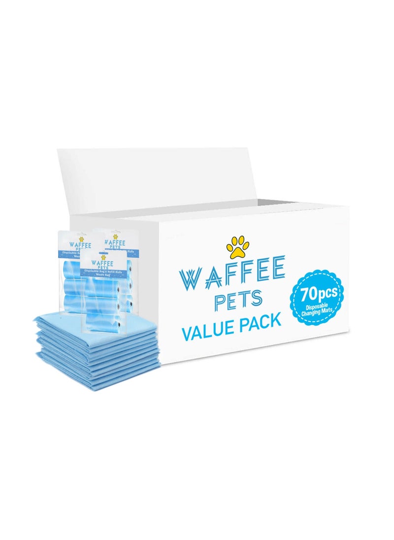 Waffee Disposable Changing Mat 70 + Pack of 3 Refill BLUE (9 Rolls) 180 Nappy Bags - pzsku/Z120AFB28E4860A751CBDZ/45/_/1691124836/9776c4a3-a6fb-4dfa-8def-3dd6c72b6e42