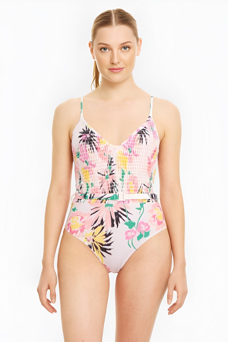 Scotch & Soda Women Ruched One Piece Swimsuit, Multicolor  - Image 1