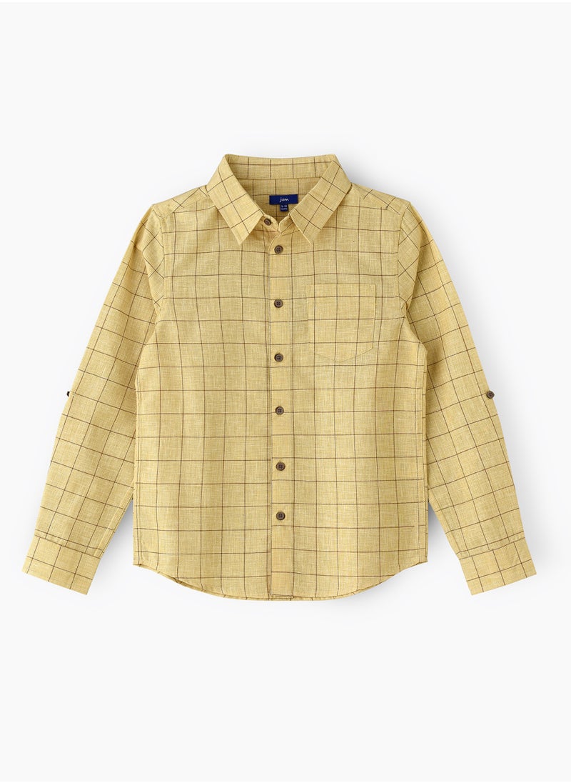 JAM Boys' Yellow Checked Cotton Long Sleeve Shirt  - Image 1