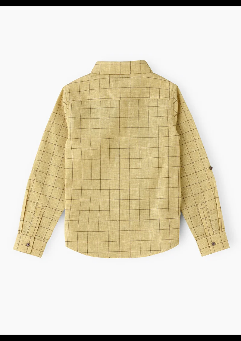 JAM Boys' Yellow Checked Cotton Long Sleeve Shirt