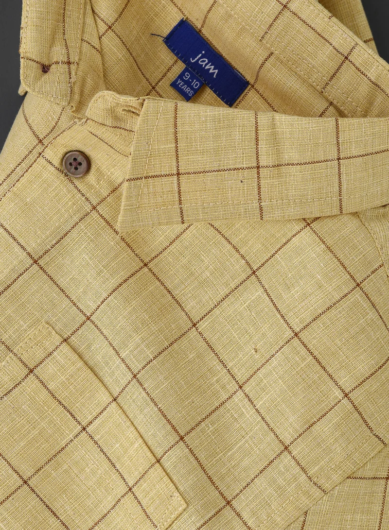 JAM Boys' Yellow Checked Cotton Long Sleeve Shirt