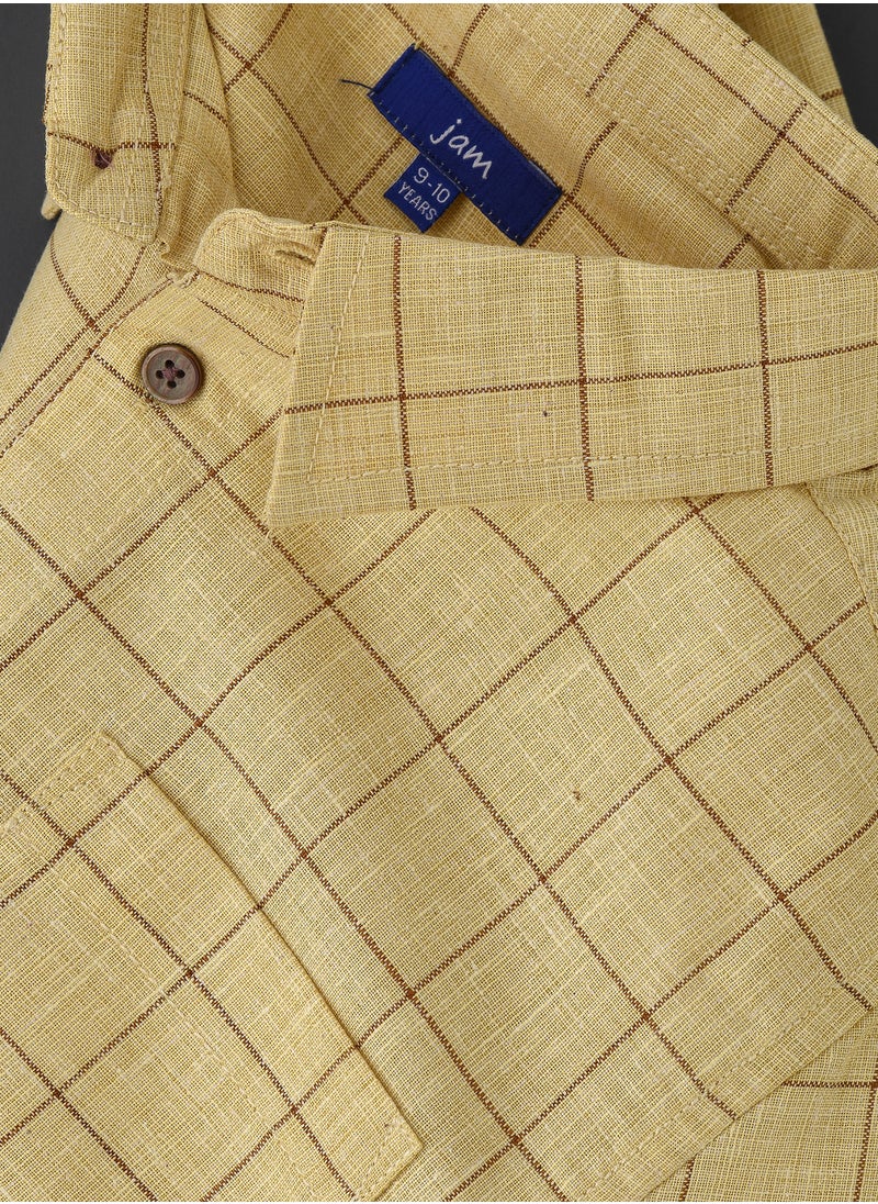 JAM Boys' Yellow Checked Cotton Long Sleeve Shirt  - Image 3