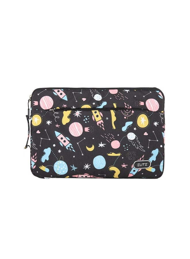 Elite 14.1" laptop sleeve with a unique space design. Soft velvet lining inside, front zipper pocket, and side handle - Image 2