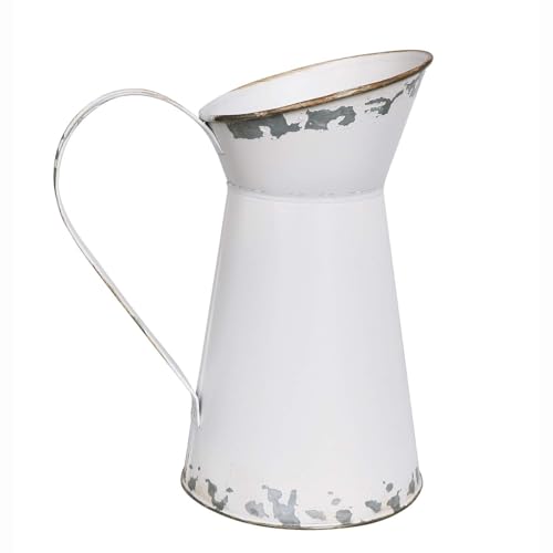 APSOONSELL Rustic Shabby Chic Vase Small Metal Vase Vintage Milk Jug Mini Pitcher Decorative Flower Vase Farmhouse Decor for Home, Kitchen, Bathroom - Image 2