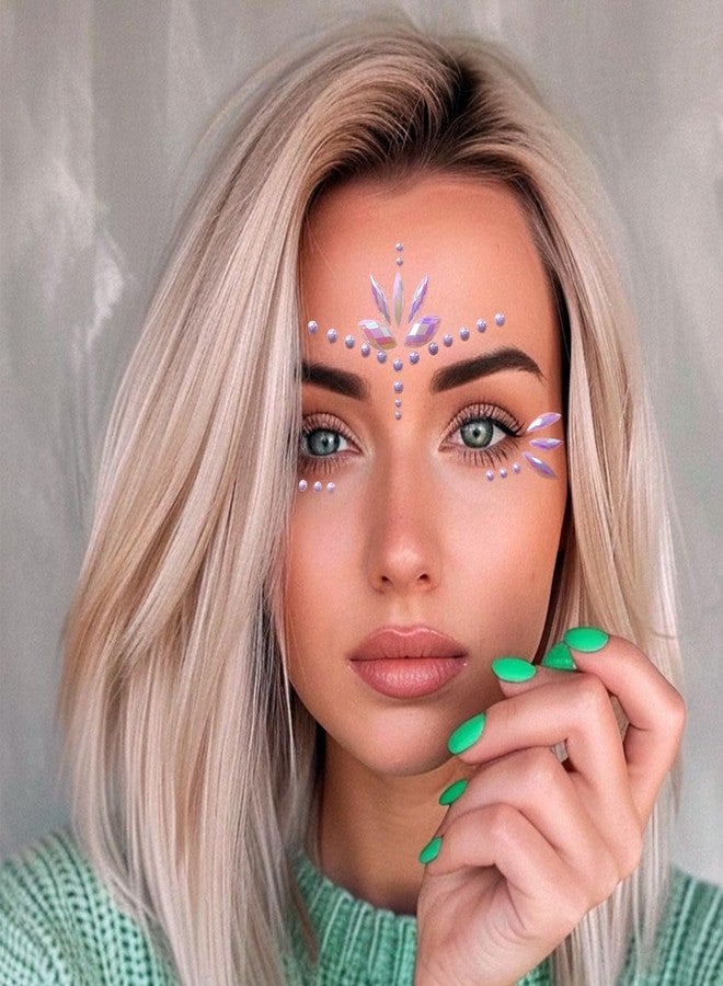 WUIOS Face Gems for Women - Self Adhesive Rhinestone Face Jewels, Festival & Rave Makeup Stickers, Mermaid Crystal Face Gems for Party, Halloween & Cosplay (Pearl) - Image 5