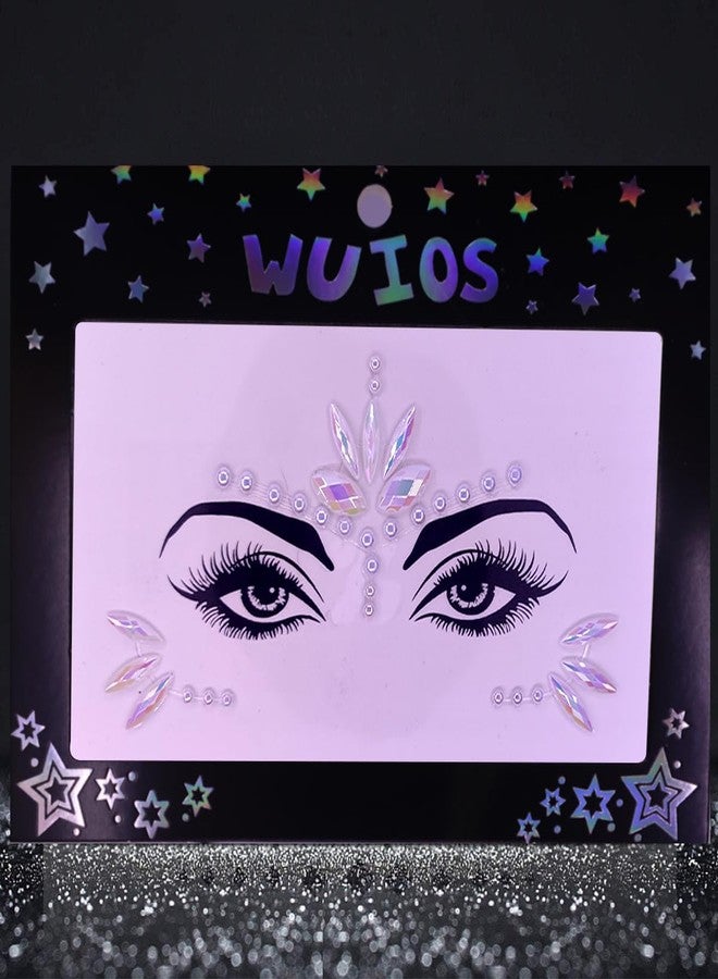 WUIOS Face Gems for Women - Self Adhesive Rhinestone Face Jewels, Festival & Rave Makeup Stickers, Mermaid Crystal Face Gems for Party, Halloween & Cosplay (Pearl) - Image 2