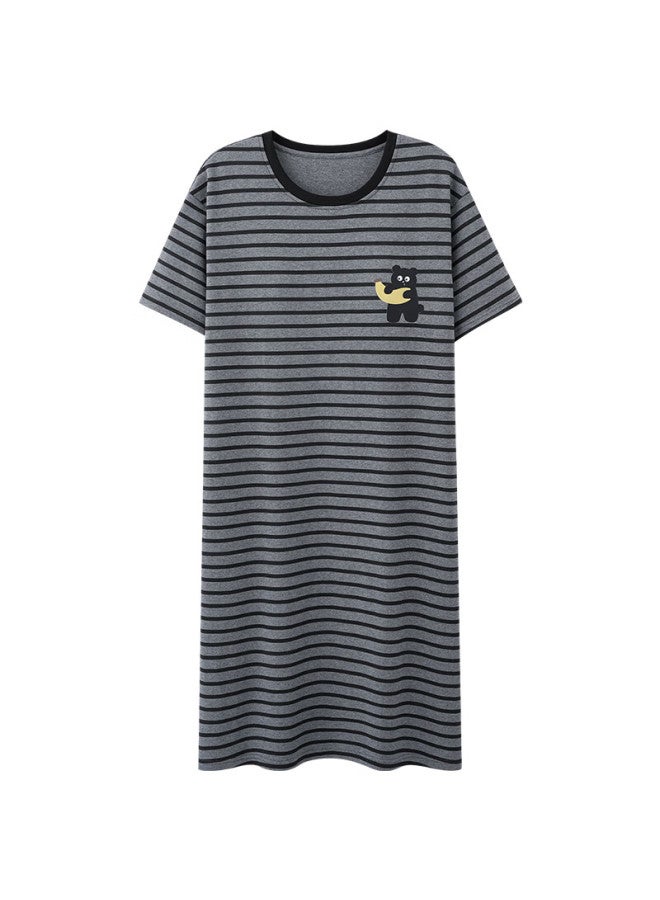 Yalu 100% Cotton Nightgown Women's Pajamas Women's Summer New Short-sleeved Medium And Long Loose-fitting Can Be Worn Outside Home Wear