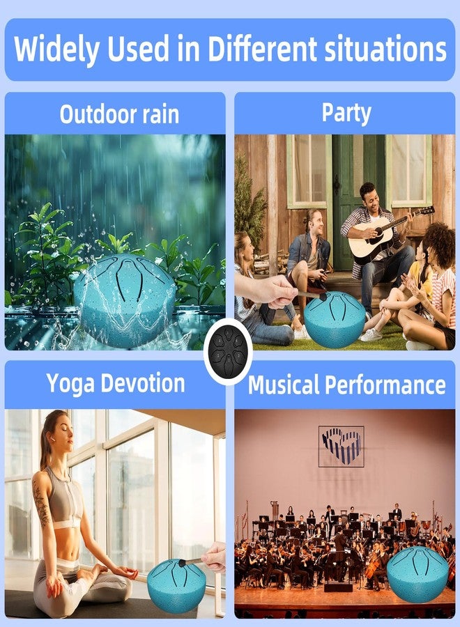 MENGBEI Rain drum for outside, 3 inches 6 Notes Steel Tongue Musical Instrument Drum Rain Chime, Rain drum for garden instrumental,chakra drum kit with music book(Green) - Image 4