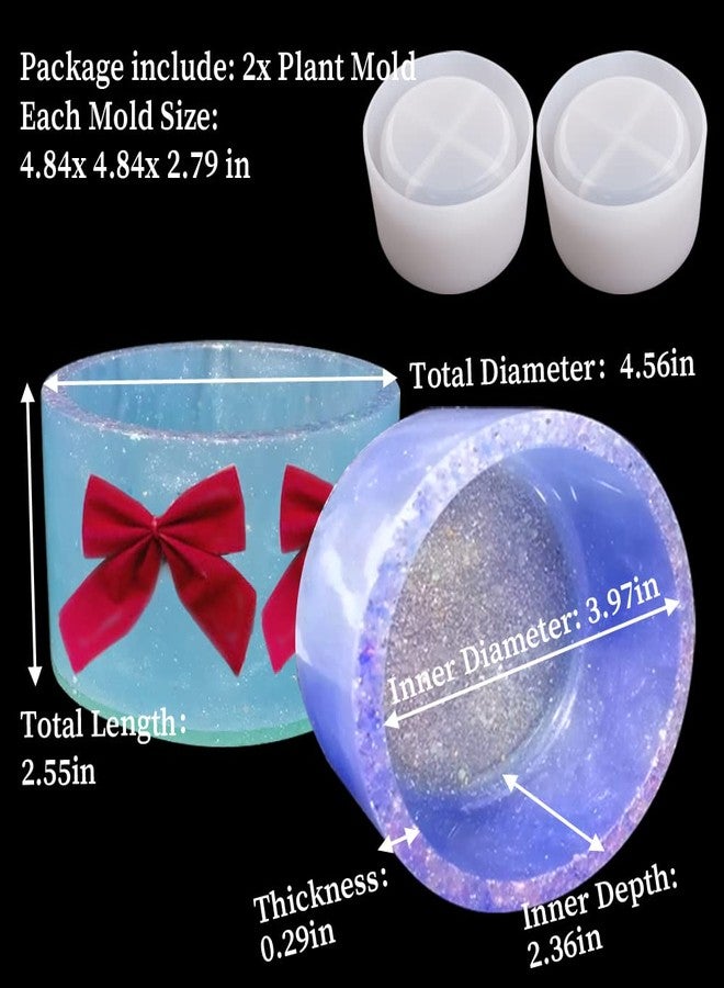 Wehous 2PCS Large Concrete Plant Mold, 3.93" Internal Diameter Planter Silicone Mould, Cylinder Resin Mold for DIY Crafts Succulent Flower Pots Jewelry Trinkets Candle Holder Organizer - Image 2