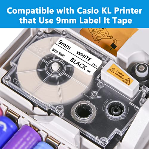 Weemay XR-9WE2S Compatible Label Tape Replacement for Casio Label It Tape Cartridge 9mm 0.35 XR-9WE XR9WE2S Black on White Cassette for EZ-Label Printer KL-60 KL-100 KL-120 KL-750 KL-780, 6 Pack - Image 2