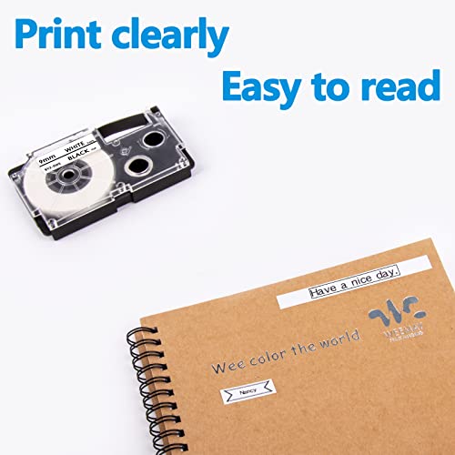 Weemay XR-9WE2S Compatible Label Tape Replacement for Casio Label It Tape Cartridge 9mm 0.35 XR-9WE XR9WE2S Black on White Cassette for EZ-Label Printer KL-60 KL-100 KL-120 KL-750 KL-780, 6 Pack - Image 4