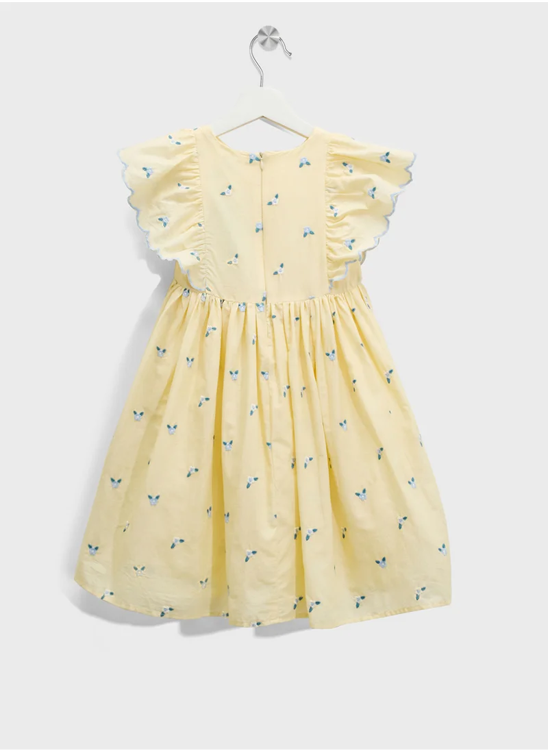 ريبلز مع نمشي Girls All-Over Floral Embroidered Dress