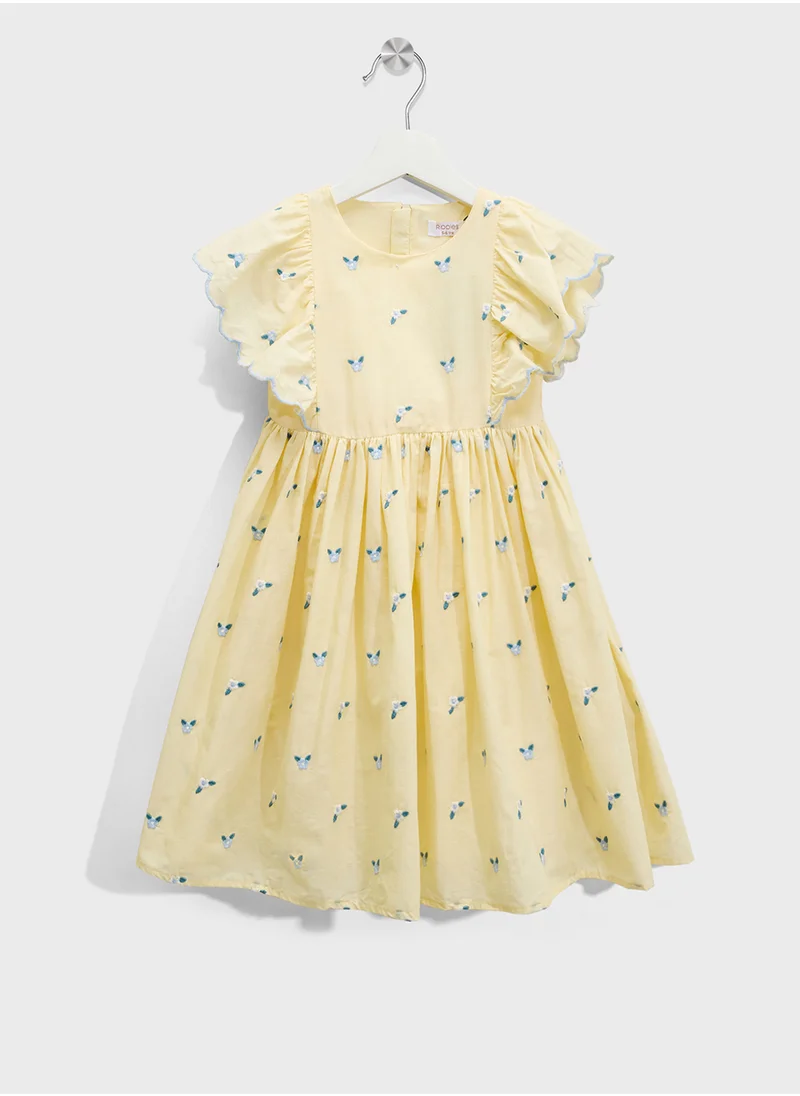ريبلز مع نمشي Girls All-Over Floral Embroidered Dress