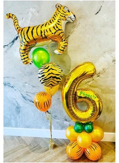 Atpata Funky Atpata Funky 41-Inch Tiger Shape Foil Balloon for Jungle Theme Parties, Animal Safari Decorations, Two Wild" and "Wild One" Birthdays, Tiger Conservation Party Decor  - Image 5