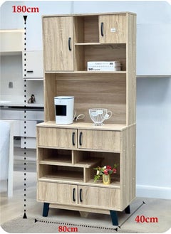 Living Modern Wooden Storage Cabinet with Doors & Open Shelves 80*40*180 CM  - Image 2