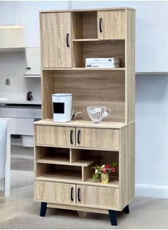 Living Modern Wooden Storage Cabinet with Doors & Open Shelves 80*40*180 CM  - Image 1