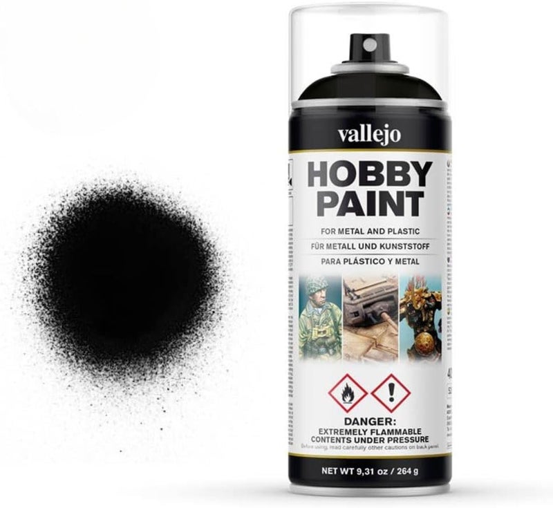 Vallejo Hobby Paint Spray Primer - Premium Black for Metal and Plastic Miniatures, 400ml - Image 3