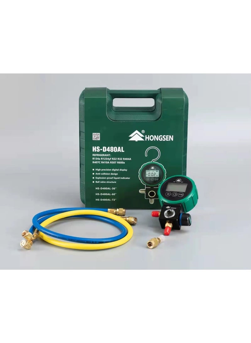 HONGSEN Digital Manifold Gauge HS-D480AL, Pressure/Temperature Measurement, Refrigerant Compatible - Image 3
