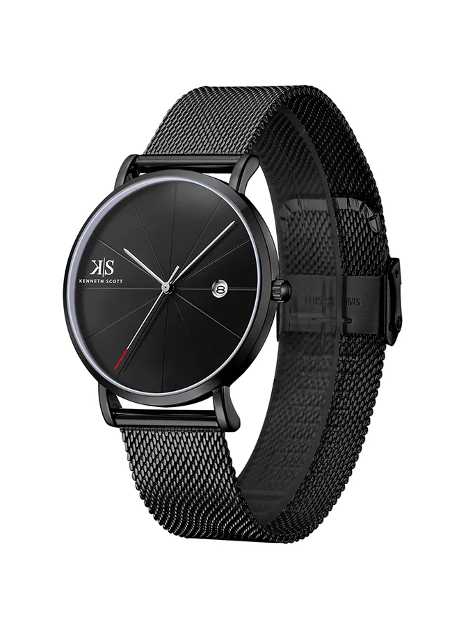 كينيث سكوت Kenneth Scott Men's Quartz Movement Watch, Analog Display and Stainless Steel Strap - K22013-BMBB, Black