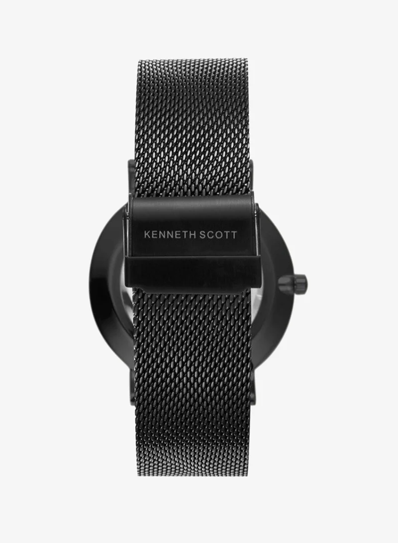 Kenneth Scott Black Men's Stainless Steel Analog Watch K22013-BMBB - 40 mm for Men | Best Price UAE