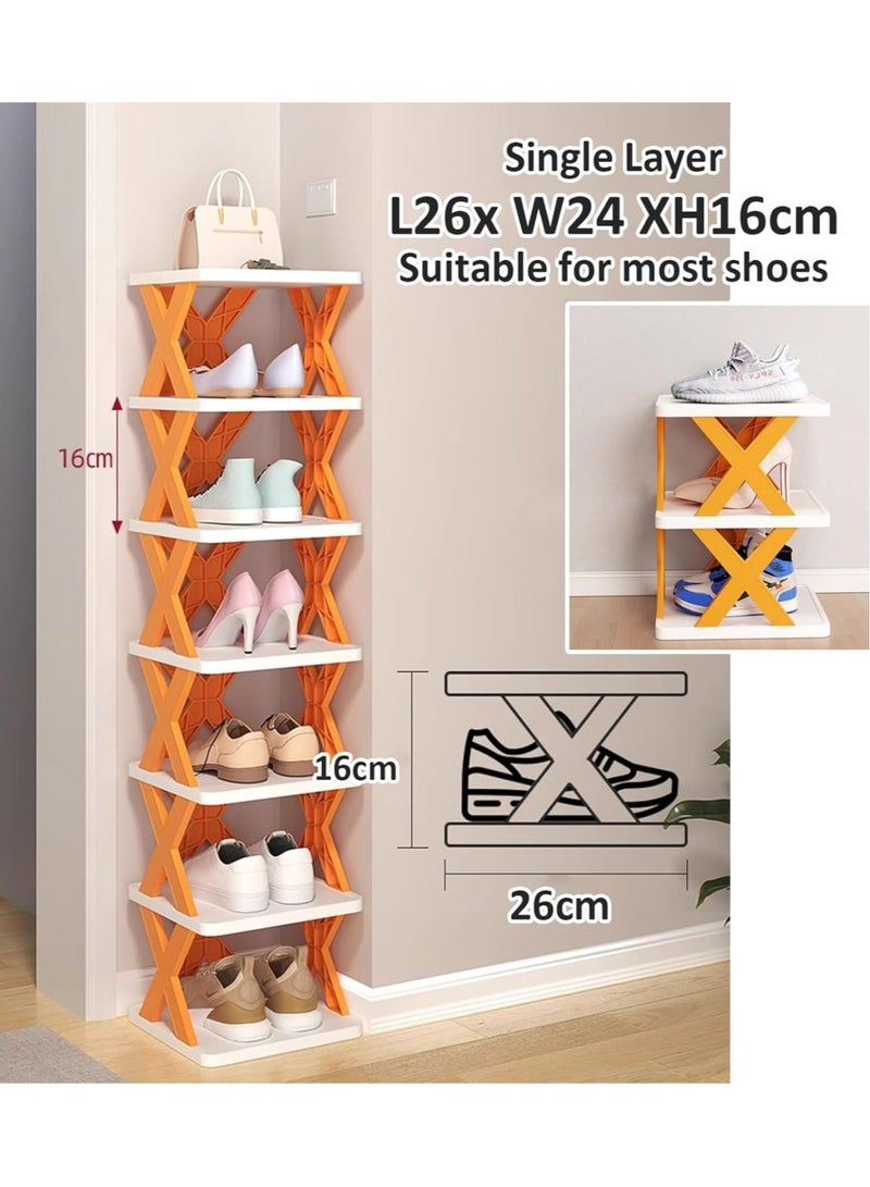 Raxoom X-Shape Shoe Rack, Shoes Rack for Entrance, Multi-layer Stackable Shoe Rack, Foldable Shoe Rack, Space Saving Shoe Storage, 6 Tier (Random Color) - Image 1