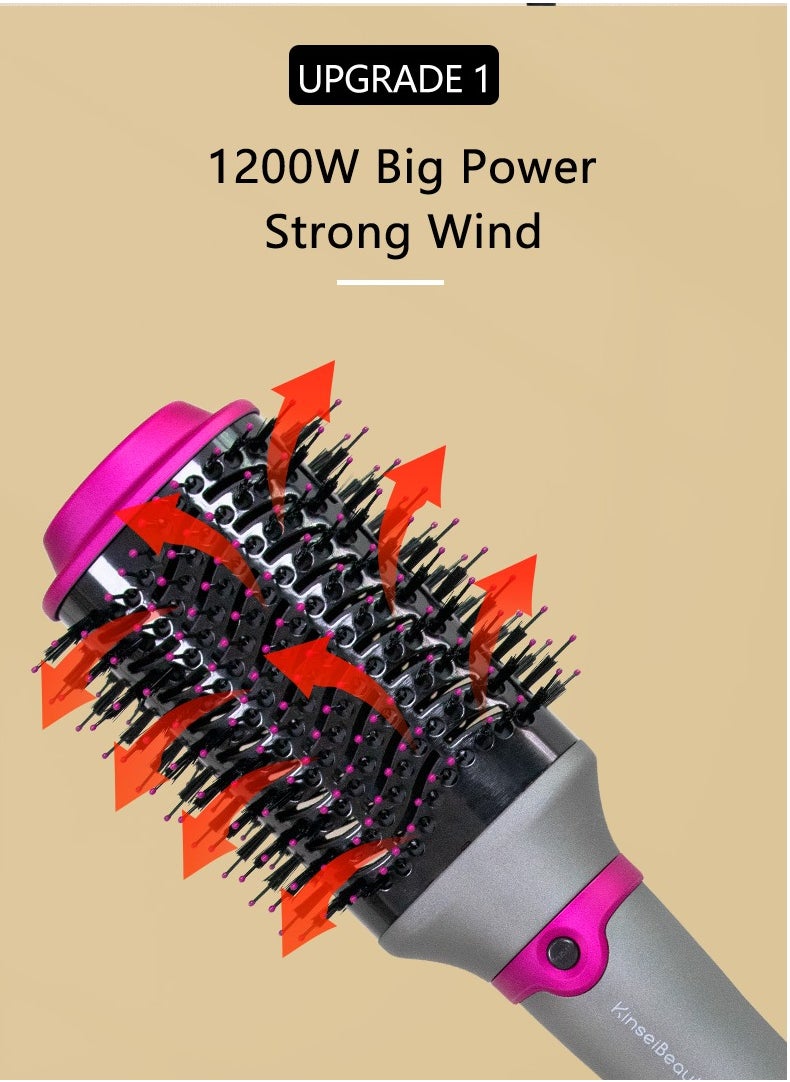 KinseiBeauty - 4-In-1 Hot Air Brush, 1200W Electric Hair Dryer Brush with 2 Heads,  Hair Styler and Volumizer - Image 1