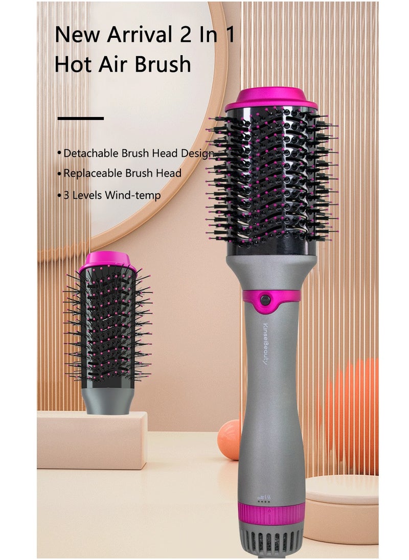 KinseiBeauty - 4-In-1 Hot Air Brush, 1200W Electric Hair Dryer Brush with 2 Heads,  Hair Styler and Volumizer - Image 1