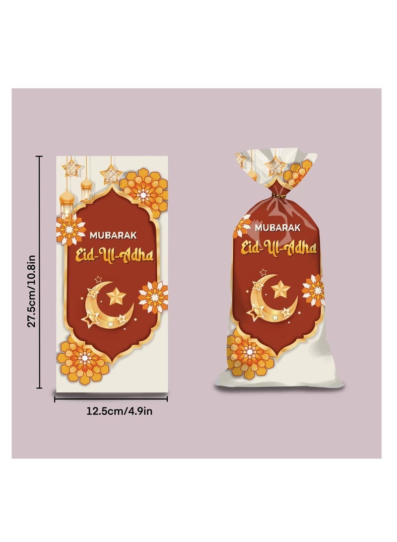 60 PCS Eid Mubarak Cellophane Bags Muslim Ramadan Cello Bags Castle Moon Goody Bag with Twist Ties Eid Mubarak Candy Bags Green Blue Treat Gift Bag for Muslim Festival Eid Party Favor - Image 3