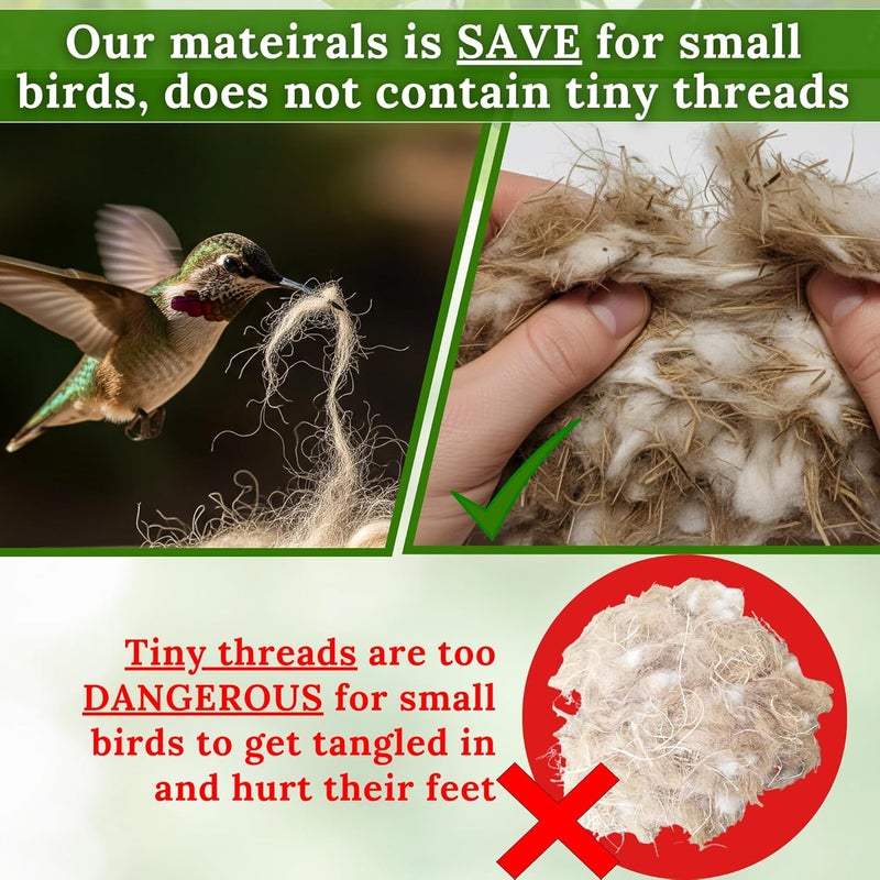 slivche Mix Bird Nesting Filler - Hummingbird Nesters Bird Nesting Material for Wild Birds Wrens Finches - Image 4