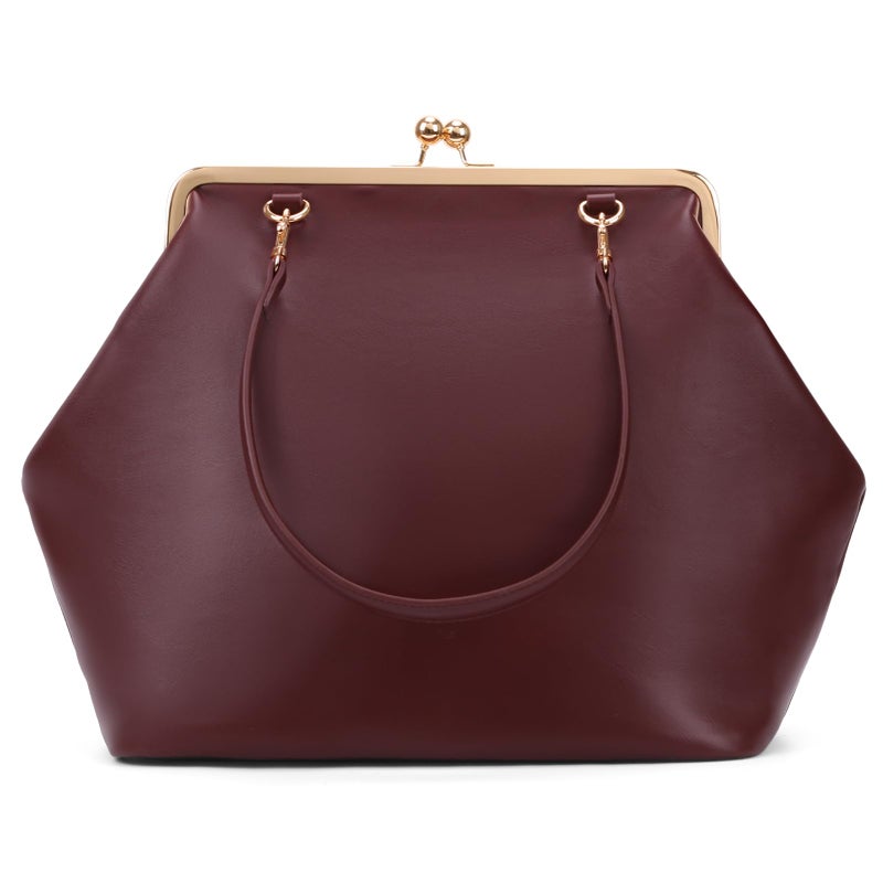 CATSEA Large Women's Kiss Lock Bag PU Medium Top Handle Handbags Kiss Clasp Shoulder Bags Tote Purse Messenger Clutch - Image 1
