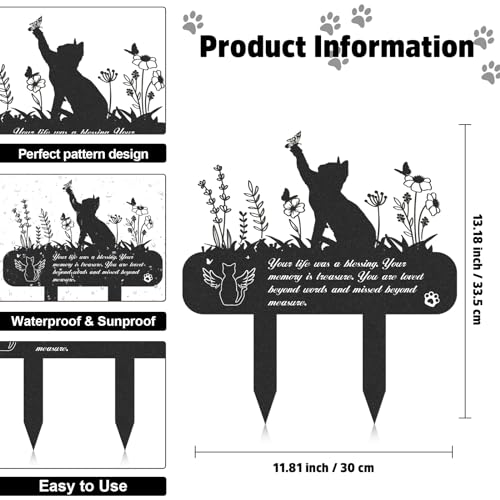 Rngmsi Pet Grave Markers Metal Cat Memorial Plaque Waterproof Cemetery Stakes Pet Headstone 134 x 12 in - Image 3