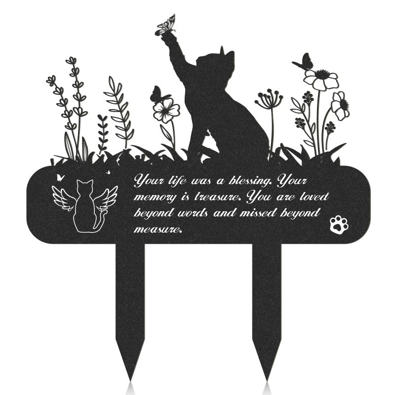 Rngmsi Pet Grave Markers Metal Cat Memorial Plaque Waterproof Cemetery Stakes Pet Headstone 134 x 12 in - Image 2
