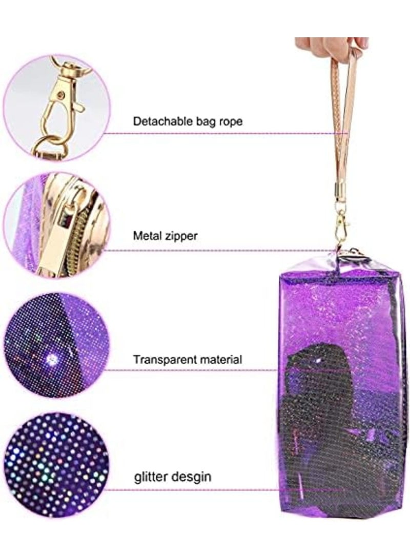 Luckam 4Pcs Waterproof Cosmetic Bags PVC Transparent Zippered Toiletry Bag with Handle Strap Portable Clear Makeup Bag Pouch for Bathroom, Vacation and Organizing (1) - Image 3